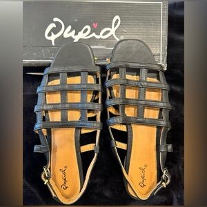 Qupid Black Ali-10AX Strappy Sandals for Women size 8